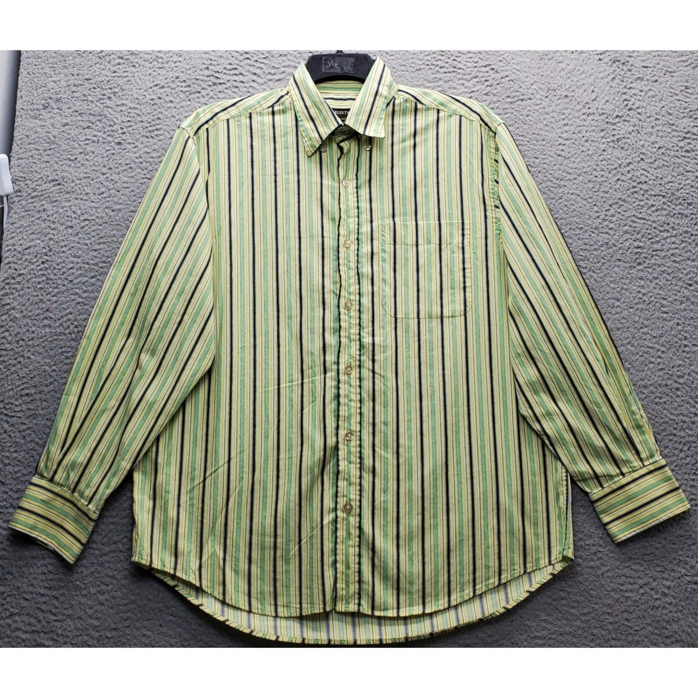 Vtg Charles Tweed Dress Shirt Men XL Multi Striped Wrinkle Resistant Button Down